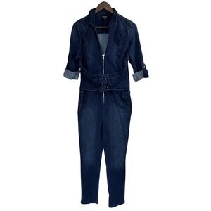 Bebe Corset Denim‎ Jumpsuit Dark Wash Sz 32 Cowboy Carter Western Rodeo